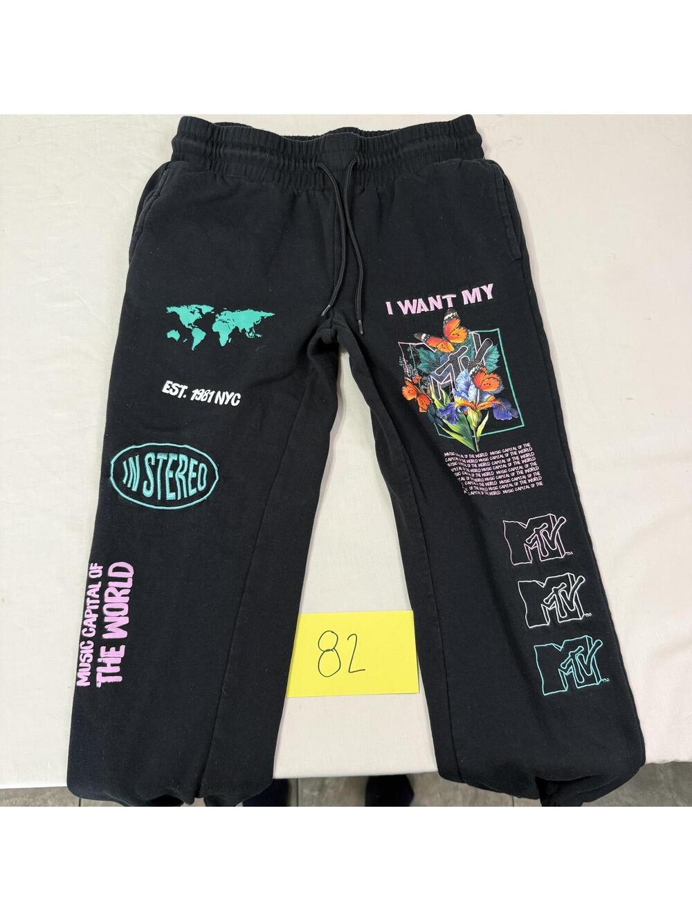 MTV Black Graphic Logo Jogger Sweatpants Juniors Size S